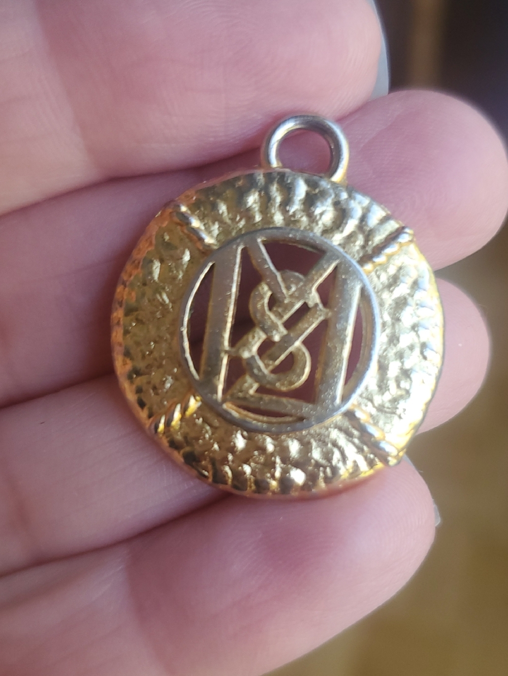 Rare Yves Saint Laurent Hammered Gold YSL Vintage Charm Pendant
